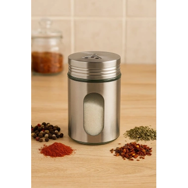 Metal Tuzluk Biberlik Baharatlık 200 ml Gri