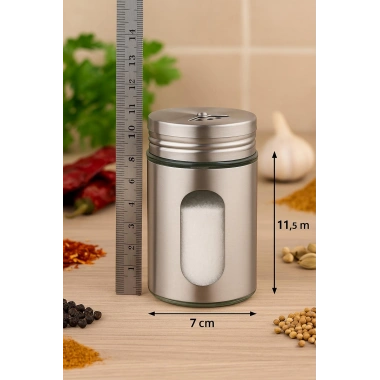 Metal Tuzluk Biberlik Baharatlık 200 ml Gri