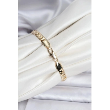 Mey İthalat® 14K Gold Renk Kaplama Ezme Zincir Model Kadın Bileklik