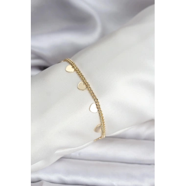 Mey İthalat® 14K Gold Renk Kaplama Kalpli Model CM Kadın Bileklik