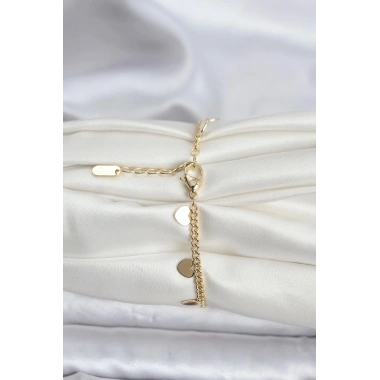 Mey İthalat® 14K Gold Renk Kaplama Kalpli Model CM Kadın Bileklik