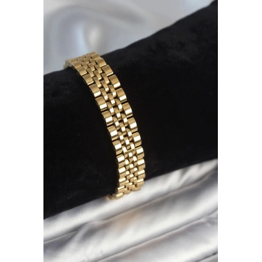 Mey İthalat® 316L Çelik 12 mm Kalınlıkta Gold Renkli Erkek Bileklik