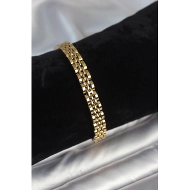Mey İthalat® 316L Çelik 7 mm Kalınlıkta Gold Renkli Erkek Bileklik