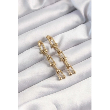 Mey İthalat® 316L Çelik Altın Renk Sallantılı Model Küpe