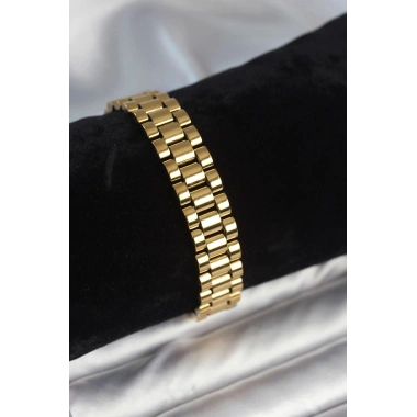 Mey İthalat® 316L Çelik Gold Renk 12 mm Kalınlık Erkek Bileklik