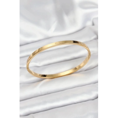 Mey İthalat® 316L Çelik Gold Renk 65 mm İnce Kadın Kelepçe Bileklik
