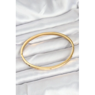 Mey İthalat® 316L Çelik Gold Renk 65 mm İnce Kadın Kelepçe Bileklik