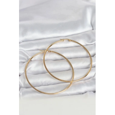 Mey İthalat® 316L Çelik Gold Renk 70 mm Kadın Halka Küpe