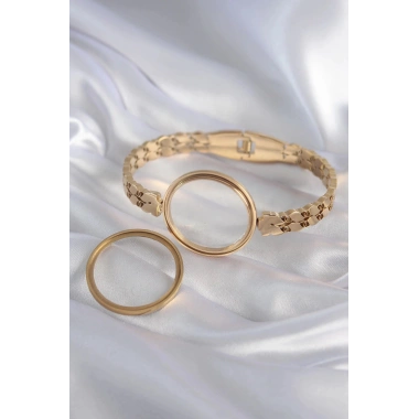 Mey İthalat® 316L Çelik Gold Renk Arpa İşleme Açılabilir Fanus Model Kadın Kelepçe
