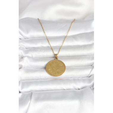 Mey İthalat® 316L Çelik Gold Renk Ayetel Kürsi Yazılı Kolye