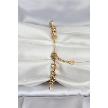 Mey İthalat® 316L Çelik Gold Renk Charmlı Kadın Bileklik