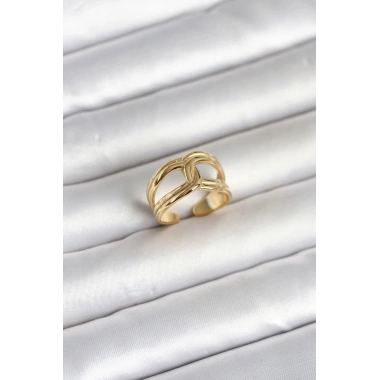 Mey İthalat® 316L Çelik Gold Renk Düğüm Model Kadın Yüzük