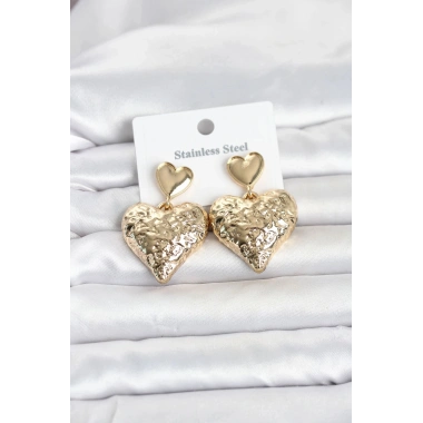 Mey İthalat® 316L Çelik Gold Renk Kalp Model Kadın Küpe