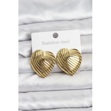 Mey İthalat® 316L Çelik Gold Renk Kalp Model Kadın Küpe