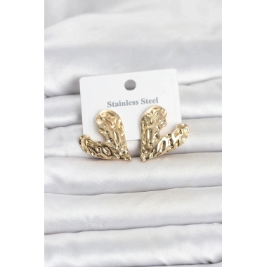 Mey İthalat® 316L Çelik Gold Renk Kalp Model Kadın Küpe