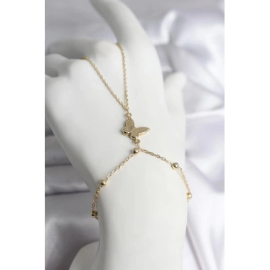 Mey İthalat® 316L Çelik Gold Renk Kelebek Model Kadın Şahmeran