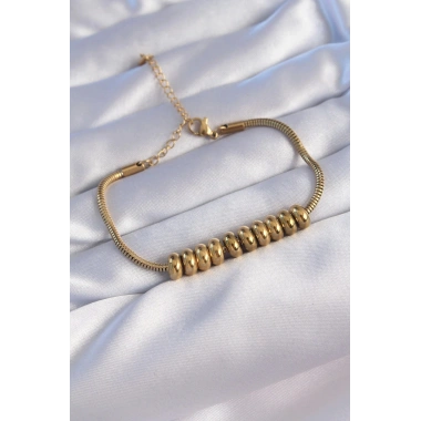 Mey İthalat® 316L Çelik Gold Renk Oval Figürlü Bileklik