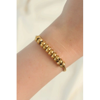 Mey İthalat® 316L Çelik Gold Renk Oval Figürlü Bileklik
