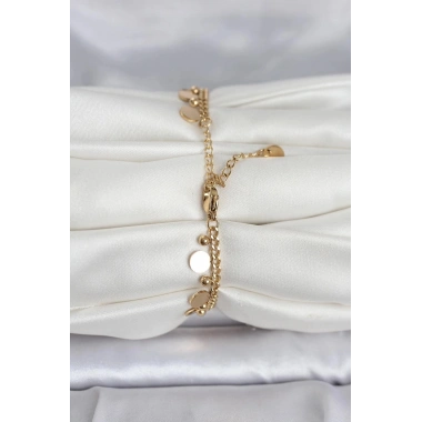 Mey İthalat® 316L Çelik Gold Renk Pullu Model Kadın Bileklik
