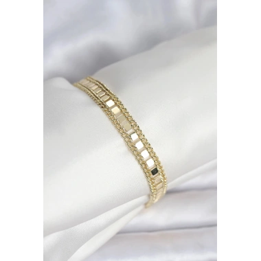 Mey İthalat® 316L Çelik Gold Renk Pullu Zincir Model Kadın Bileklik