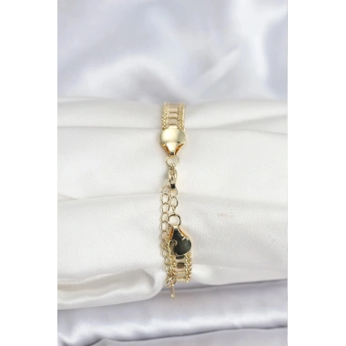 Mey İthalat® 316L Çelik Gold Renk Pullu Zincir Model Kadın Bileklik
