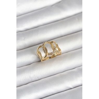 Mey İthalat® 316L Çelik Gold Renk Samanyolu Model Kadın Yüzük