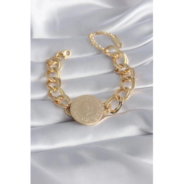 Mey İthalat® 316L Çelik Gold Renk Tam Altın Model Samanyolu Kadın Bileklik