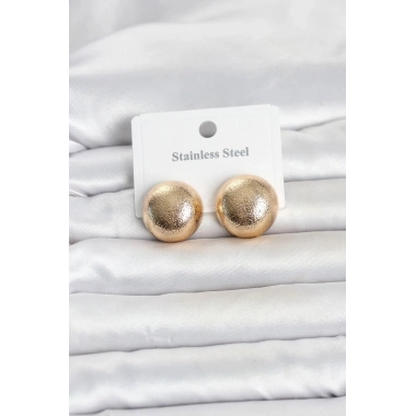 Mey İthalat® 316L Çelik Gold Renk Top Model Kadın Küpe