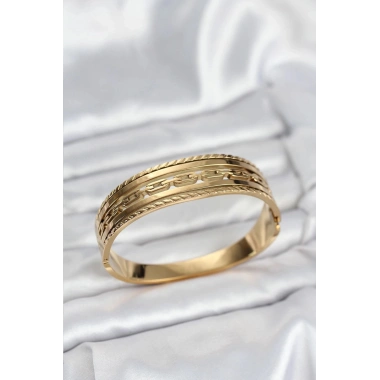 Mey İthalat® 316L Çelik Gold Renk Vintage Model Kadın Kelepçe Bileklik