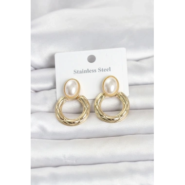 Mey İthalat® 316L Çelik Gold Renk Vintage Model Kadın Küpe