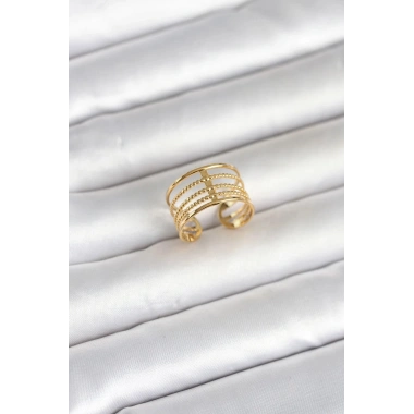 Mey İthalat® 316L Çelik Gold Renk Vintage Model Kadın Yüzük