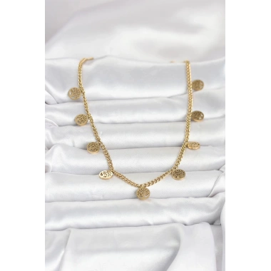 Mey İthalat® 316L Çelik Gold Renk Yaşam Ağacı Model Kadın Kolye