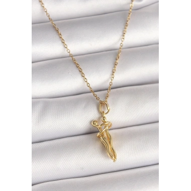 Mey İthalat® 316L Çelik Gold Renk Zincir Sarılma Model Kadın Kolye