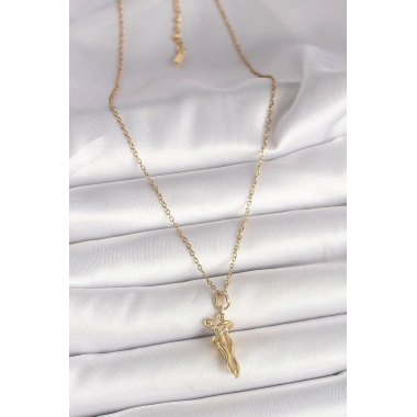 Mey İthalat® 316L Çelik Gold Renk Zincir Sarılma Model Kadın Kolye