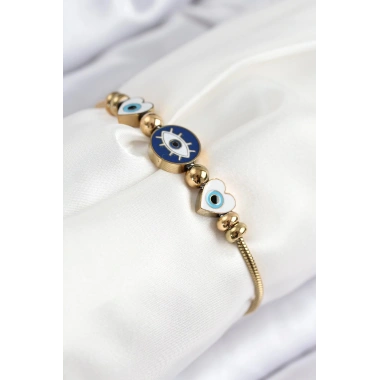 Mey İthalat® 316L Çelik Göz Charm Model Gold Renk Kadın Bileklik