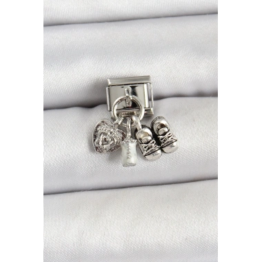 Mey İthalat® 316L Çelik Gümüş Renk Bebek Konsept Nomination Charm
