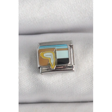 Mey İthalat® 316L Çelik Gümüş Renk Renkli Portre Model Nomination Charm