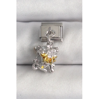 Mey İthalat® 316L Çelik Gümüş Renk Sallantı Aslan Model Nomination Charm