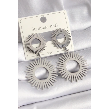 Mey İthalat® 316L Çelik Gümüş Renk Sallantı Güneş Model Kadın Küpe