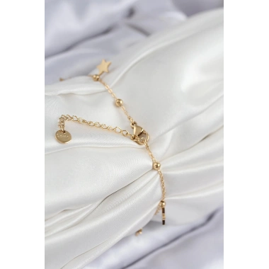 Mey İthalat® 316L Çelik Sıralı Yıldız Model Gold Renk Kadın Bileklik