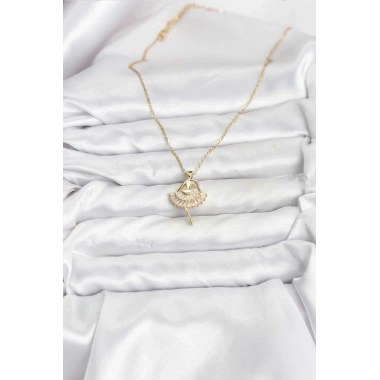 Mey İthalat® 316L Çelik Zincir Gold Renk Balerin Model Kadın Kolye