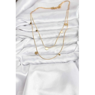 Mey İthalat® 316L Çelik Zincir Gold Renk Pullu Kadın Kolye