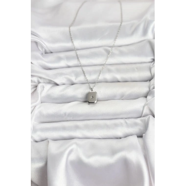 Mey İthalat® 316L Çelik Zincir Gümüş Renk Minimal Kutup Yıldızı Model Kadın Kolye