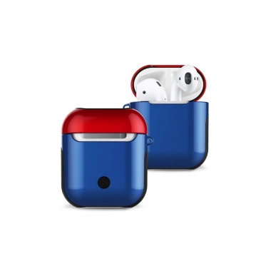 Mey İthalat®  Airpods 2 (2.nesil) 3in1 Kılıf - Lacivert-Kırmızı