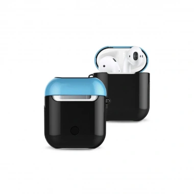 Mey İthalat® Airpods 2 (2.nesil) 3in1 Kılıf - Siyah-Mavi