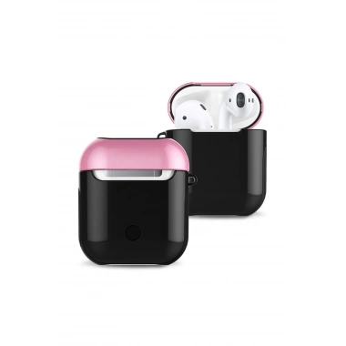 Mey İthalat® Airpods 2 (2.nesil) 3in1 Kılıf - Siyah-Pembe