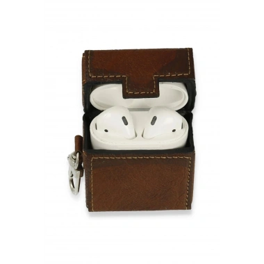 Mey İthalat® Airpods 2 (2.nesil) Deri Kılıf - Kahverengi