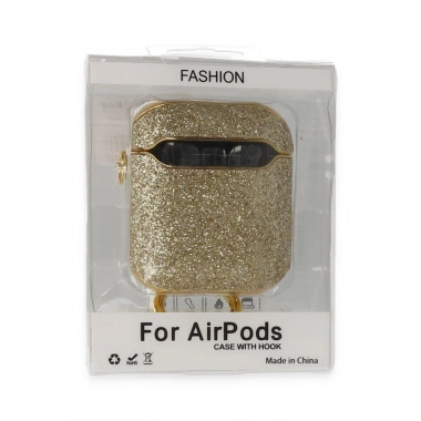 Mey İthalat® Airpods 2 (2.nesil) Spell Simli Kılıf - Gold