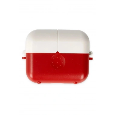 Mey İthalat® Airpods 3 (3.nesil) Basmalı Kılıf - Kırmızı-Beyaz
