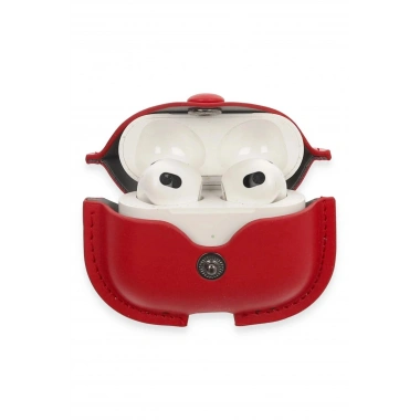 Mey İthalat® Airpods 3 (3.nesil) Çanta Deri Kılıf - Kırmızı